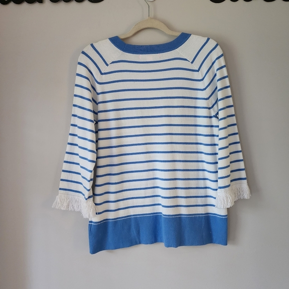 Lilly Pulitzer Dasha Striped Fringed Sweater Blue White Size Large - Picture 4 of 8